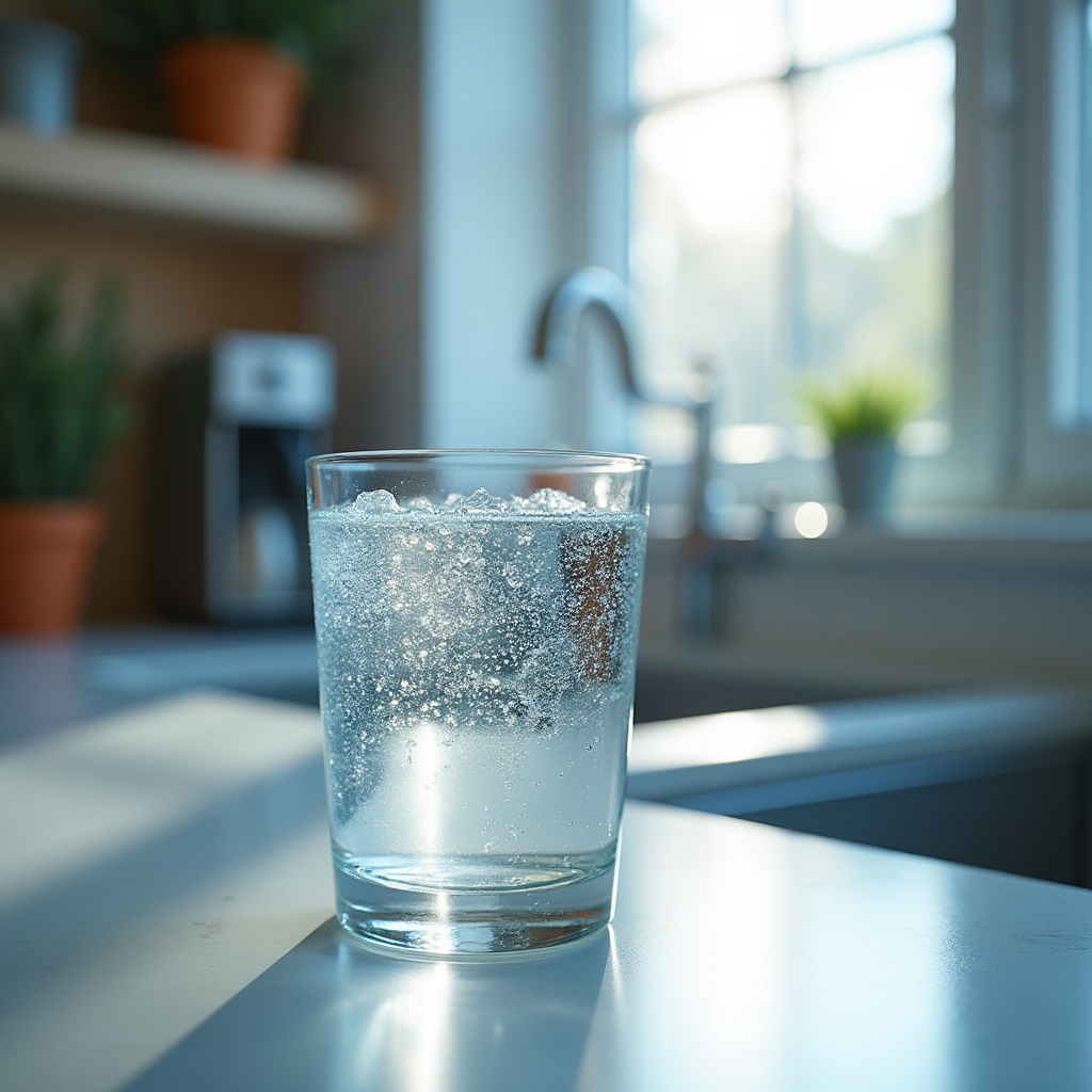 Frisches Leitungswasser in einem klaren Glas