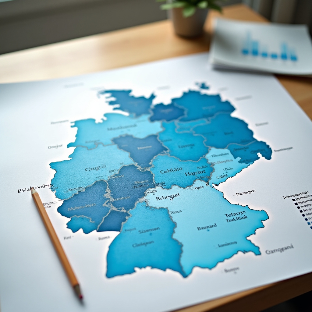Karte der Wasserhärte in deutschen Regionen